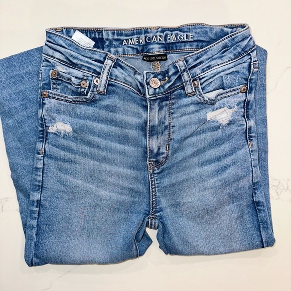American Eagle “Easy Breezy Blue” high-waisted skinny jeans/Jegging size:0 - Picture 6 of 8